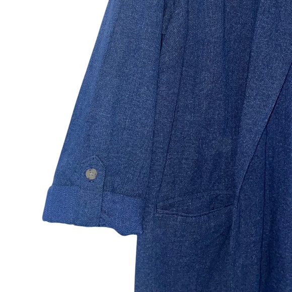 J. Jill Open Front Long Drape Blazer/Chambray Denim Like Business Casual Sz M - Picture 3 of 14